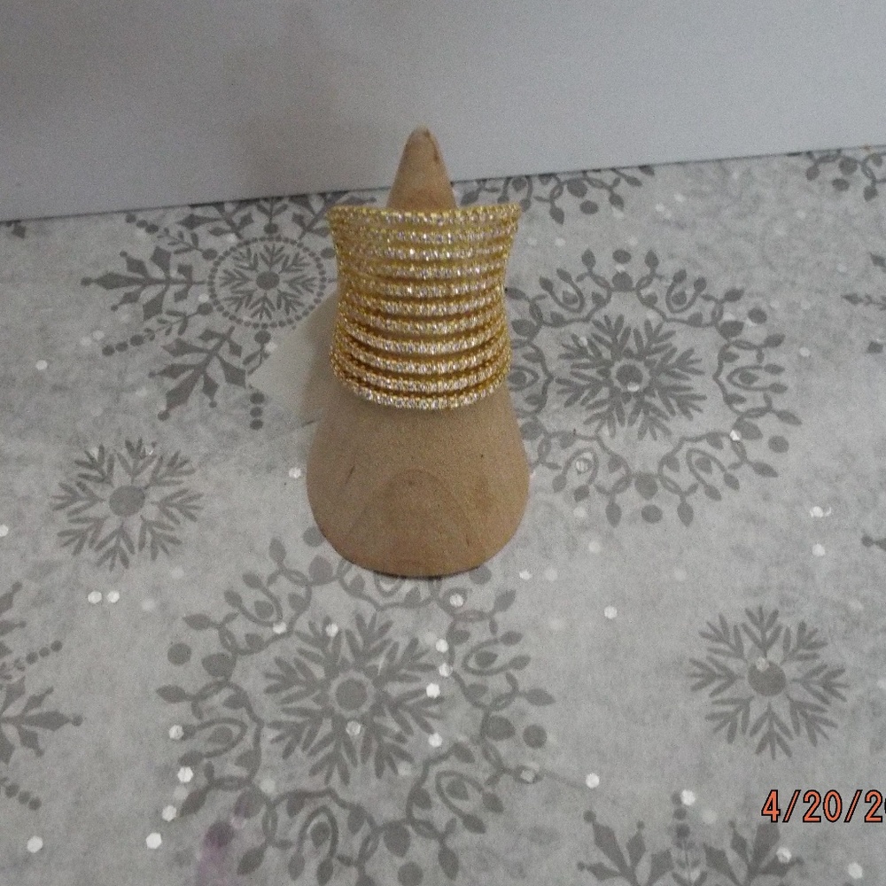 Simulated Diamond Goldtone Concave Split Ring - image 1